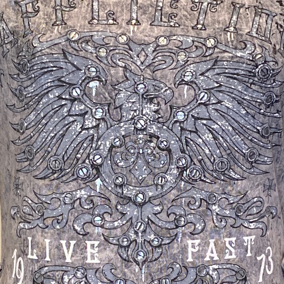 Affliction Distressed Acid-Wash-Look Slashed Long Sleeve Tee Shirt Sz Medium VGC - Picture 2 of 10